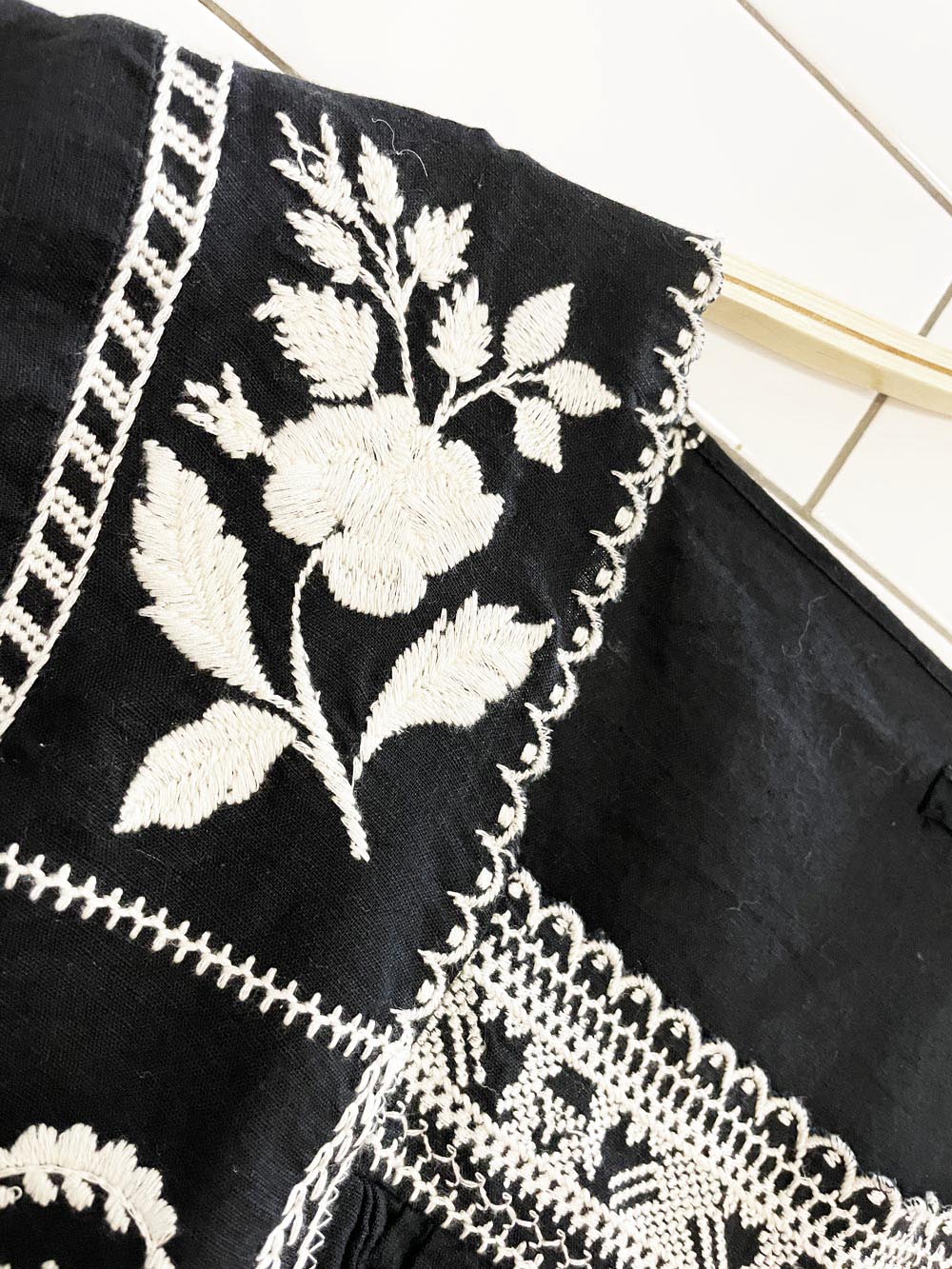 madewell linen-blend embroidered peasant top