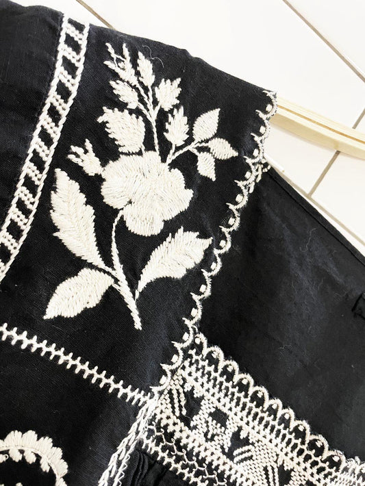 madewell linen-blend embroidered peasant top