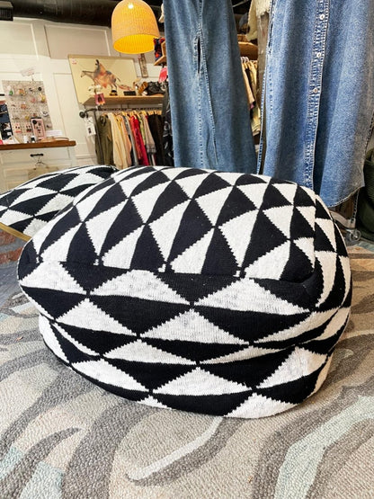 knit diamond geometric xl pouf - good market thrift store