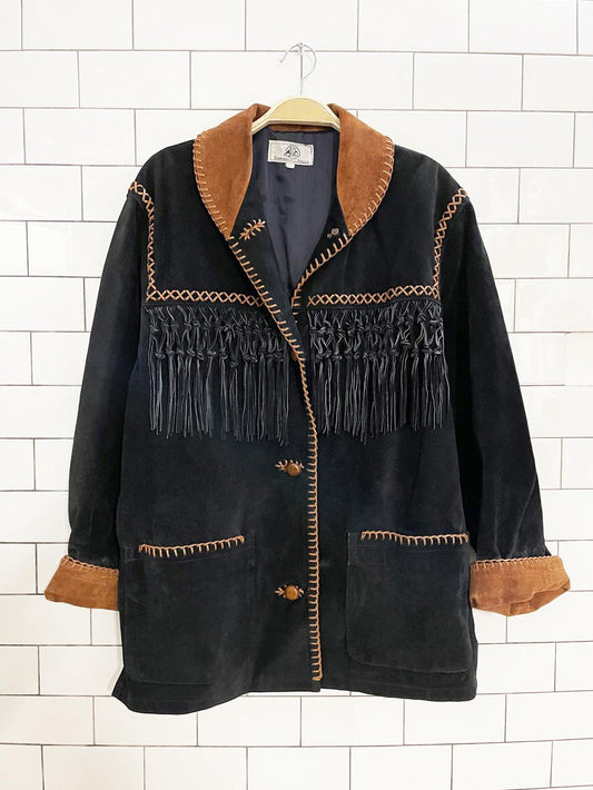 vintage 80s emporio della pelle suede fringe rancher jacket | made in Italy