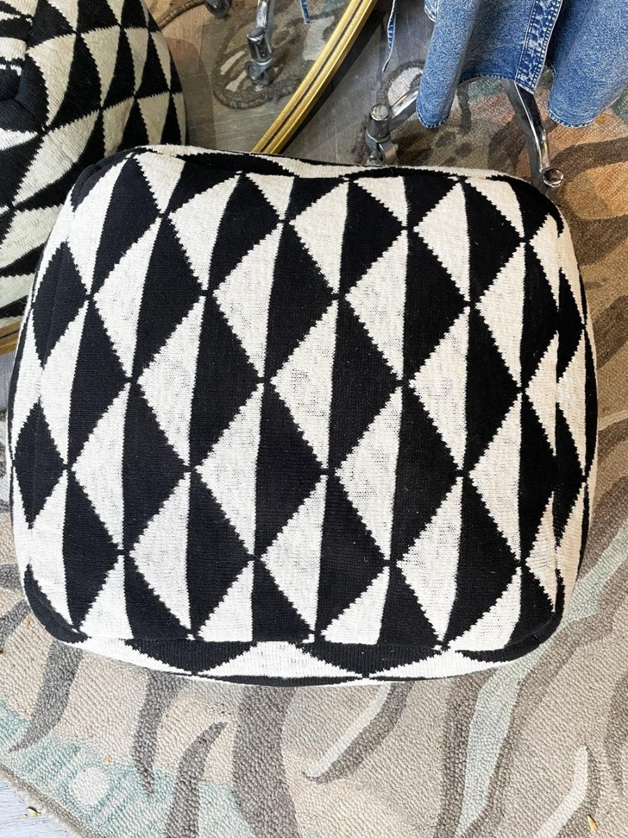 knit diamond geometric xl pouf - good market thrift store
