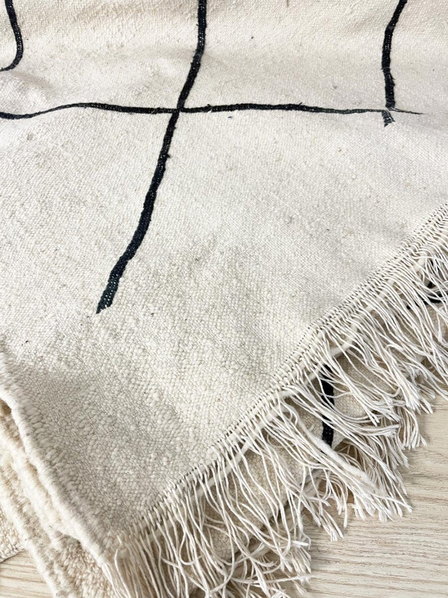 vintage moroccan boujaad hand - woven wool diamond rug - good market thrift store