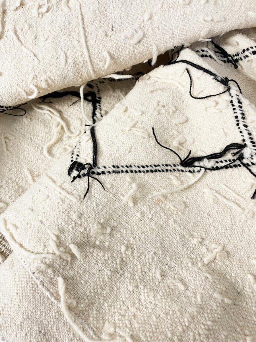 vintage moroccan boujaad hand - woven wool diamond rug - good market thrift store