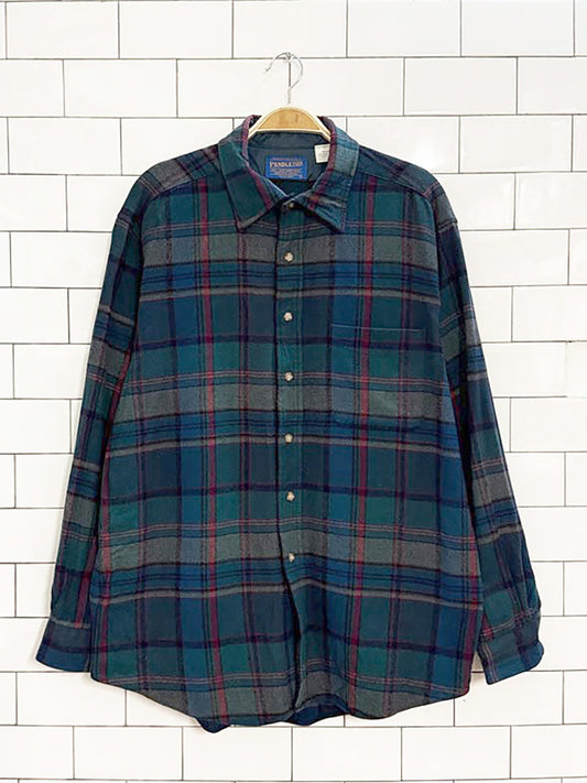 vintage pendleton 100% wool flannel shirt | made in USA
