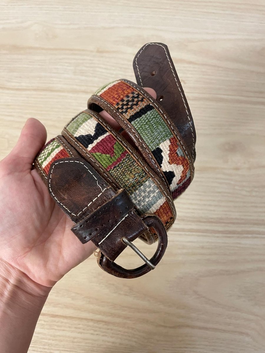 vintage kilim woven leather belt - good market thrift store