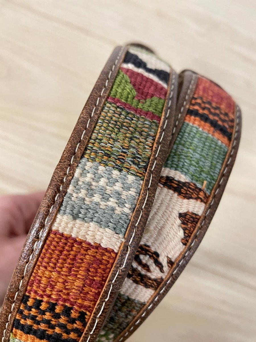 vintage kilim woven leather belt - good market thrift store