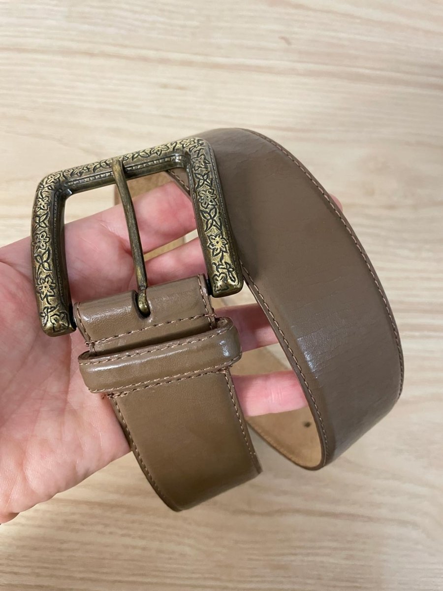 vintage liz claiborne floral buckle wide leather belt - good market thrift store