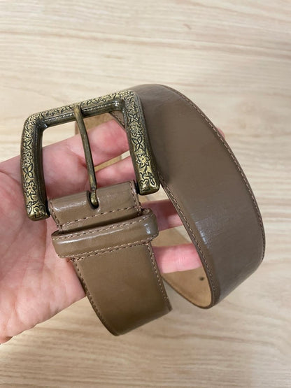 vintage liz claiborne floral buckle wide leather belt - good market thrift store