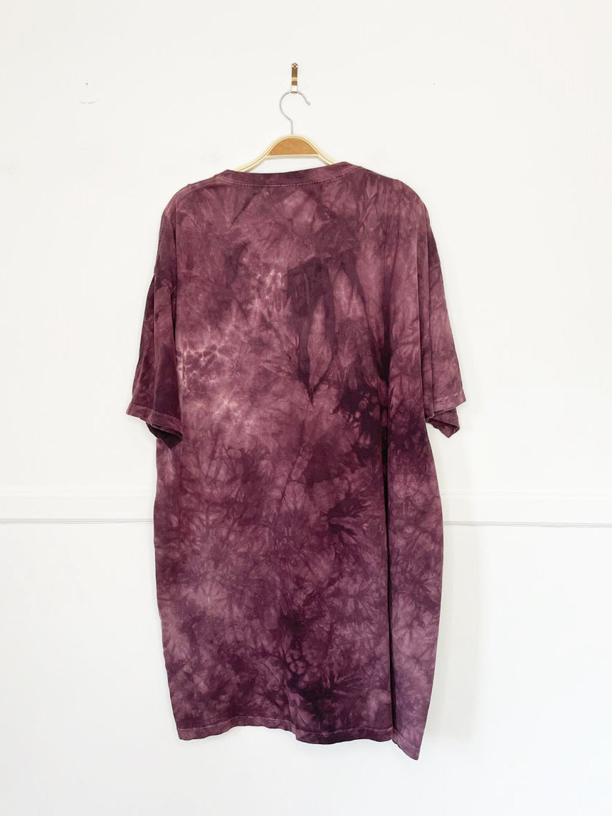 vintage 90s the mountain tie dye wolf print oversized t-shirt dress | made in usa