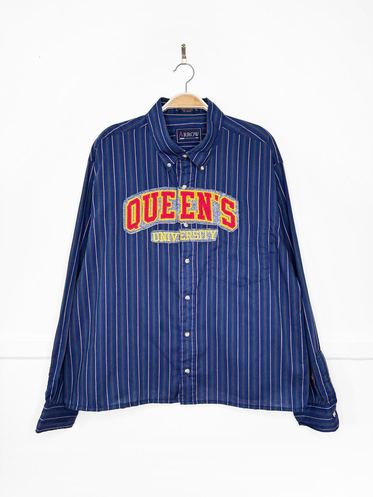 vintage arrow x queens university sporty prep cropped shirt | rework