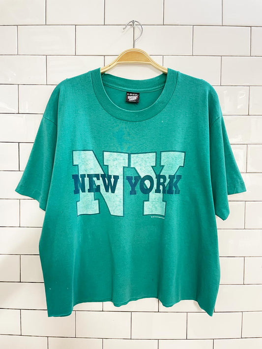 vintage 90s new york single stitch cropped tee | screen stars | made in USA