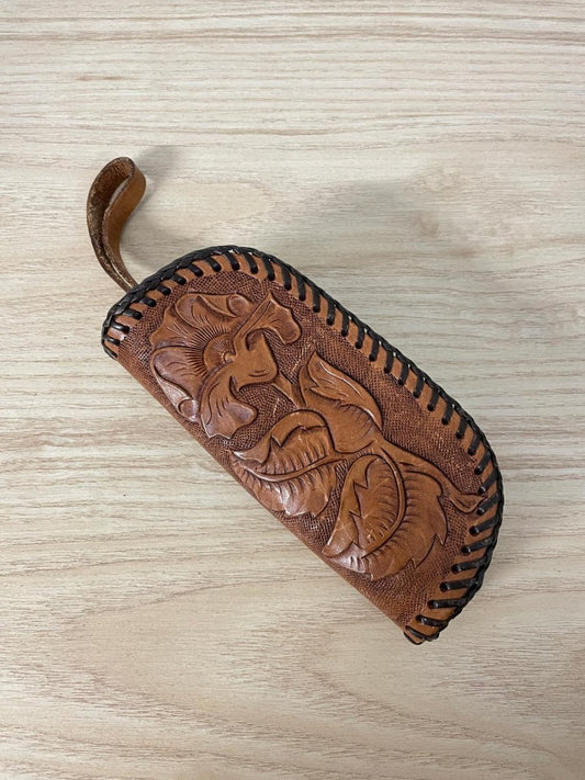 boho tooled leather sunglass case - good market thrift store