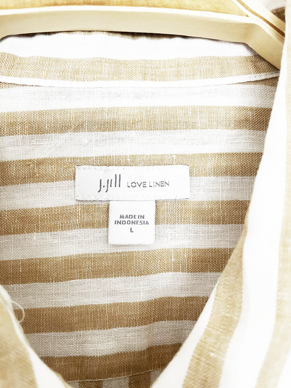 j jill 100% linen striped full button shirt