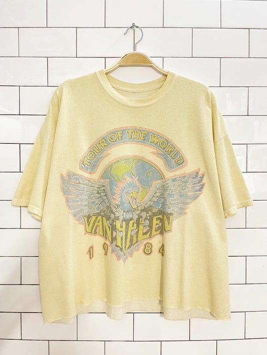 van halen 1984 tour reprint oversized cropped band tee