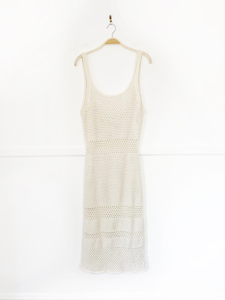 melrose and market crochet knit sleeveless low back midi dress