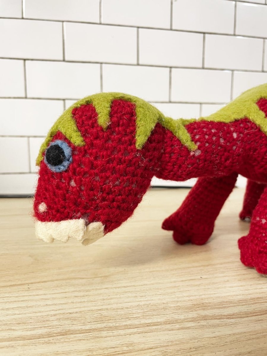merben wool hand knit dino plushie - good market thrift store