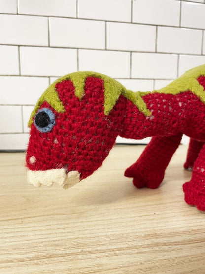 merben wool hand knit dino plushie - good market thrift store