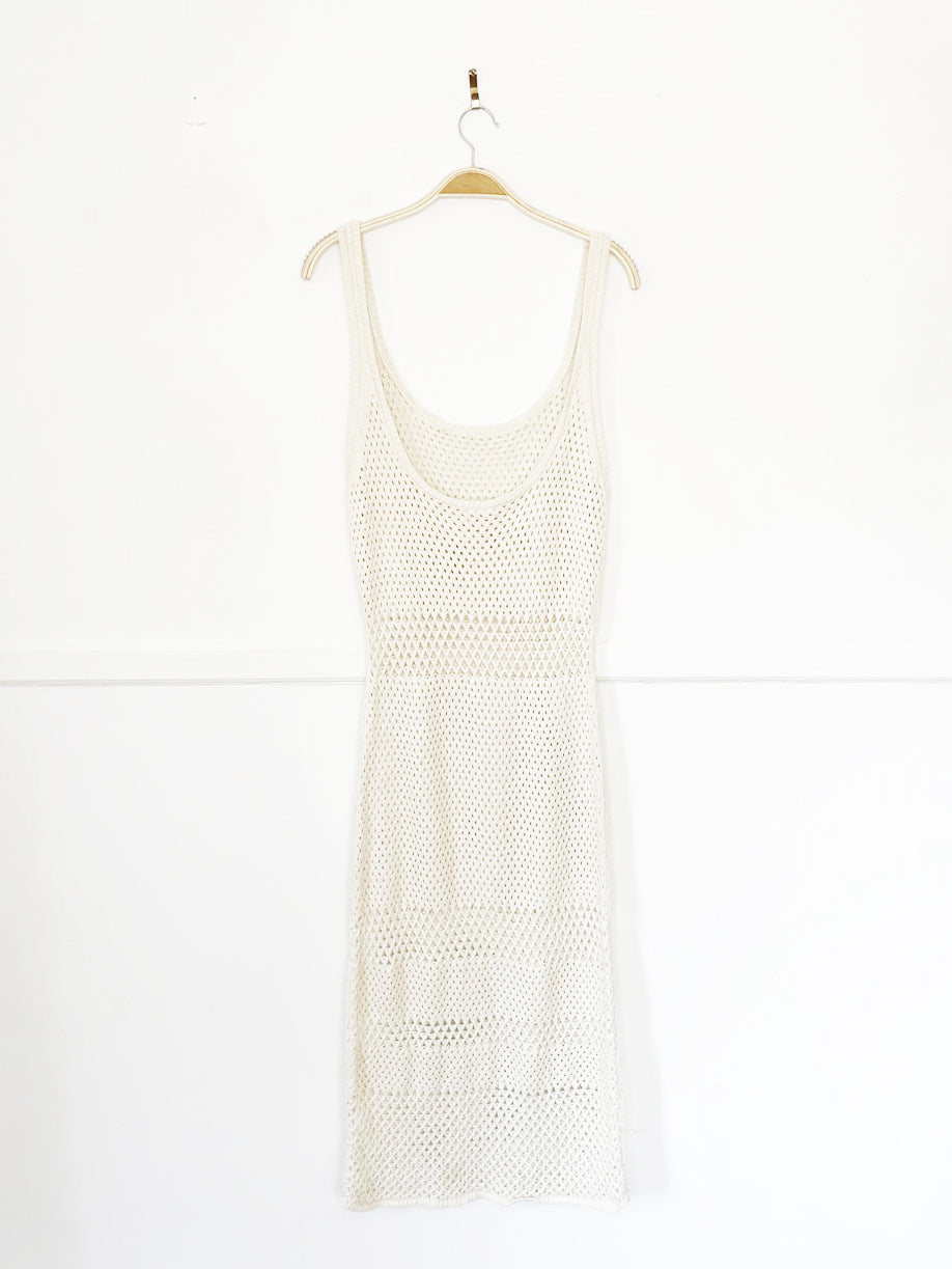 melrose and market crochet knit sleeveless low back midi dress