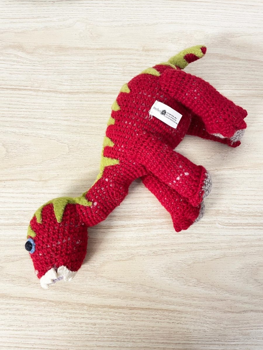 merben wool hand knit dino plushie - good market thrift store