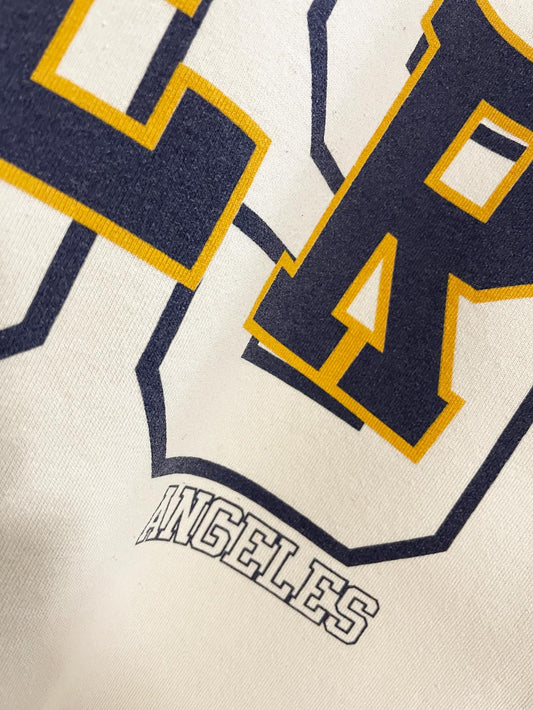 de facto LA lakers two tone cropped sleeve hoodie | rework | NBA