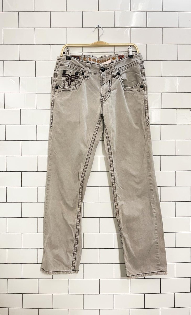 y2k rock revival grey straight pant - good market thrift store