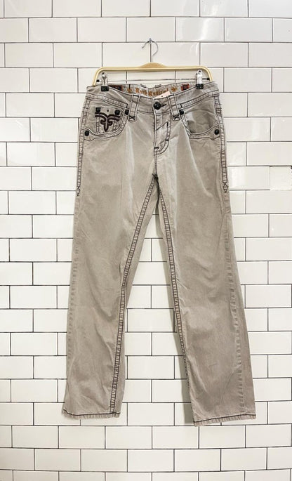 y2k rock revival grey straight pant - good market thrift store