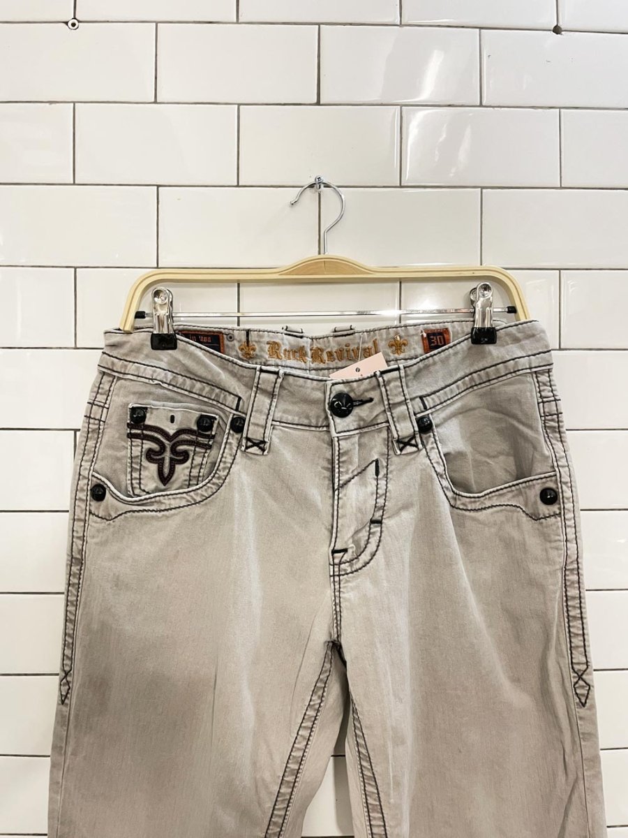 y2k rock revival grey straight pant - good market thrift store