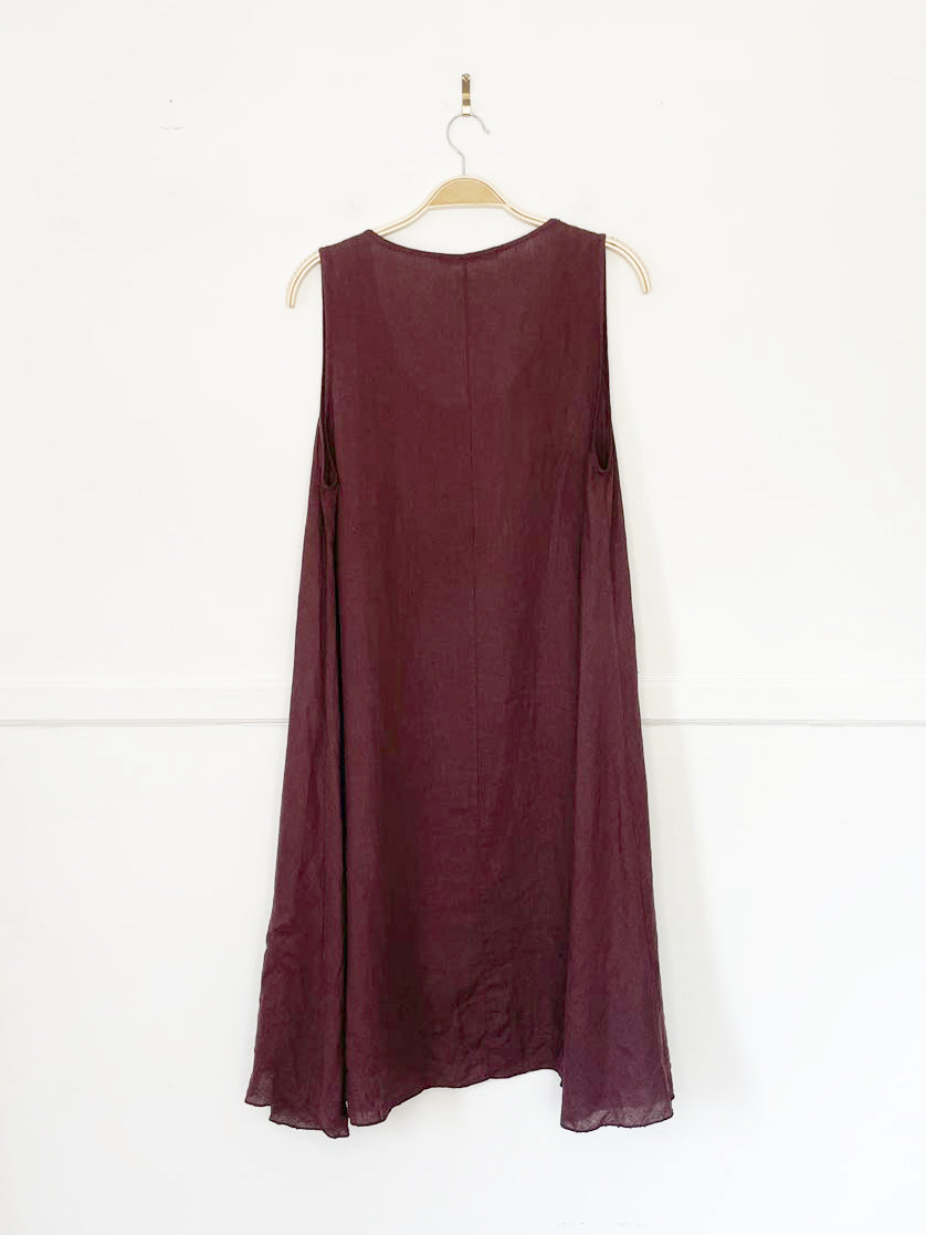 la fée maraboutée 100% linen shift flare hem midi dress