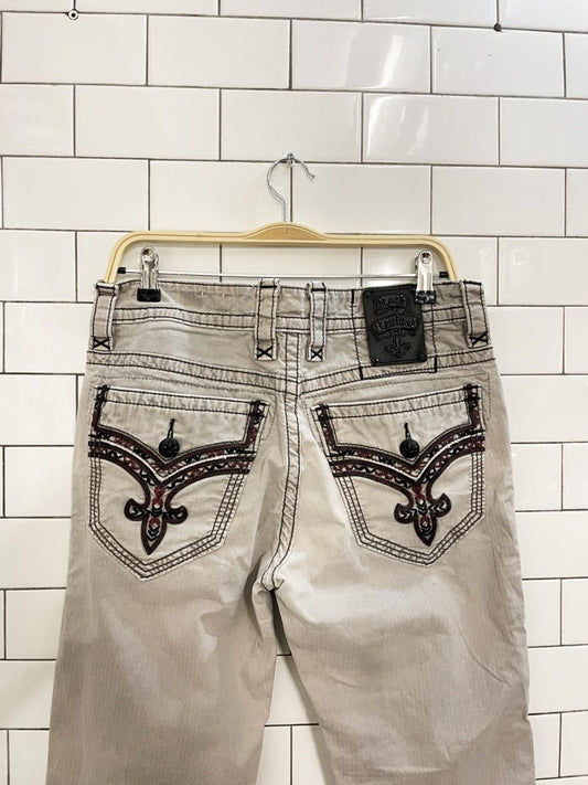 y2k rock revival grey straight pant - good market thrift store