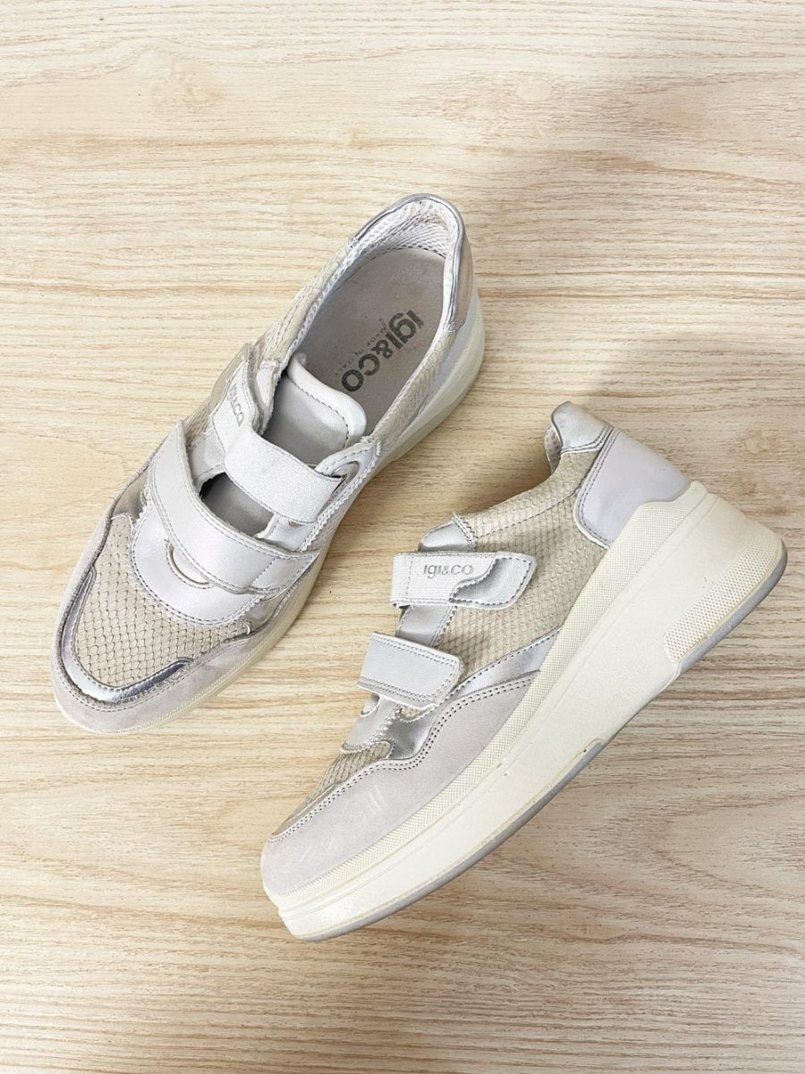 igi&co metallic leather velcro platform sneakers | made in Italy - good market thrift store