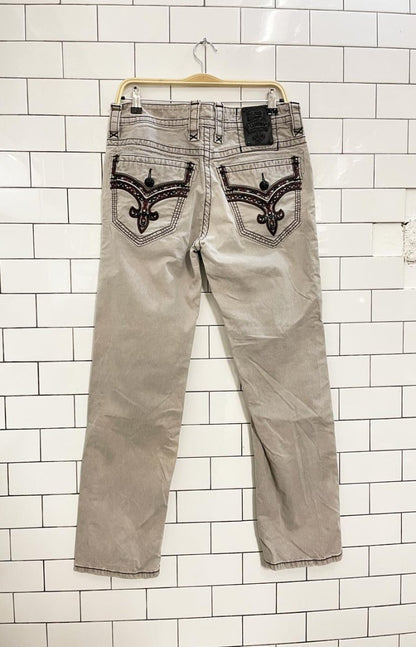 y2k rock revival grey straight pant - good market thrift store