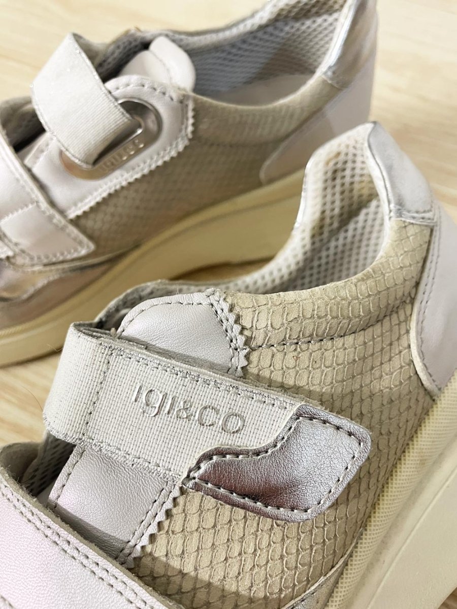 igi&co metallic leather velcro platform sneakers | made in Italy - good market thrift store