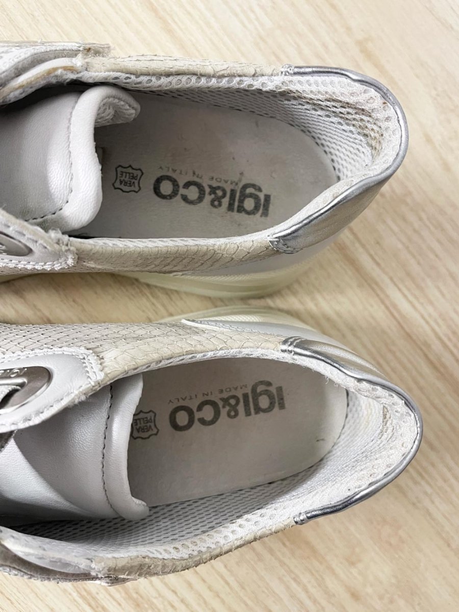 igi&co metallic leather velcro platform sneakers | made in Italy - good market thrift store