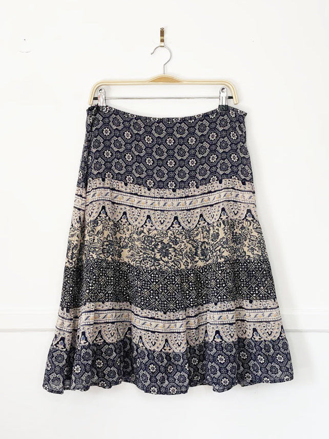 vintage 00s eddie bauer tiered boho knee length skirt