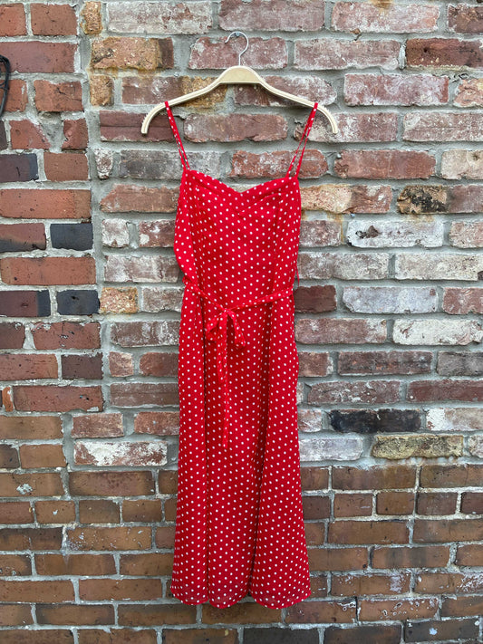 nwt wallace red polka dot midi dress
