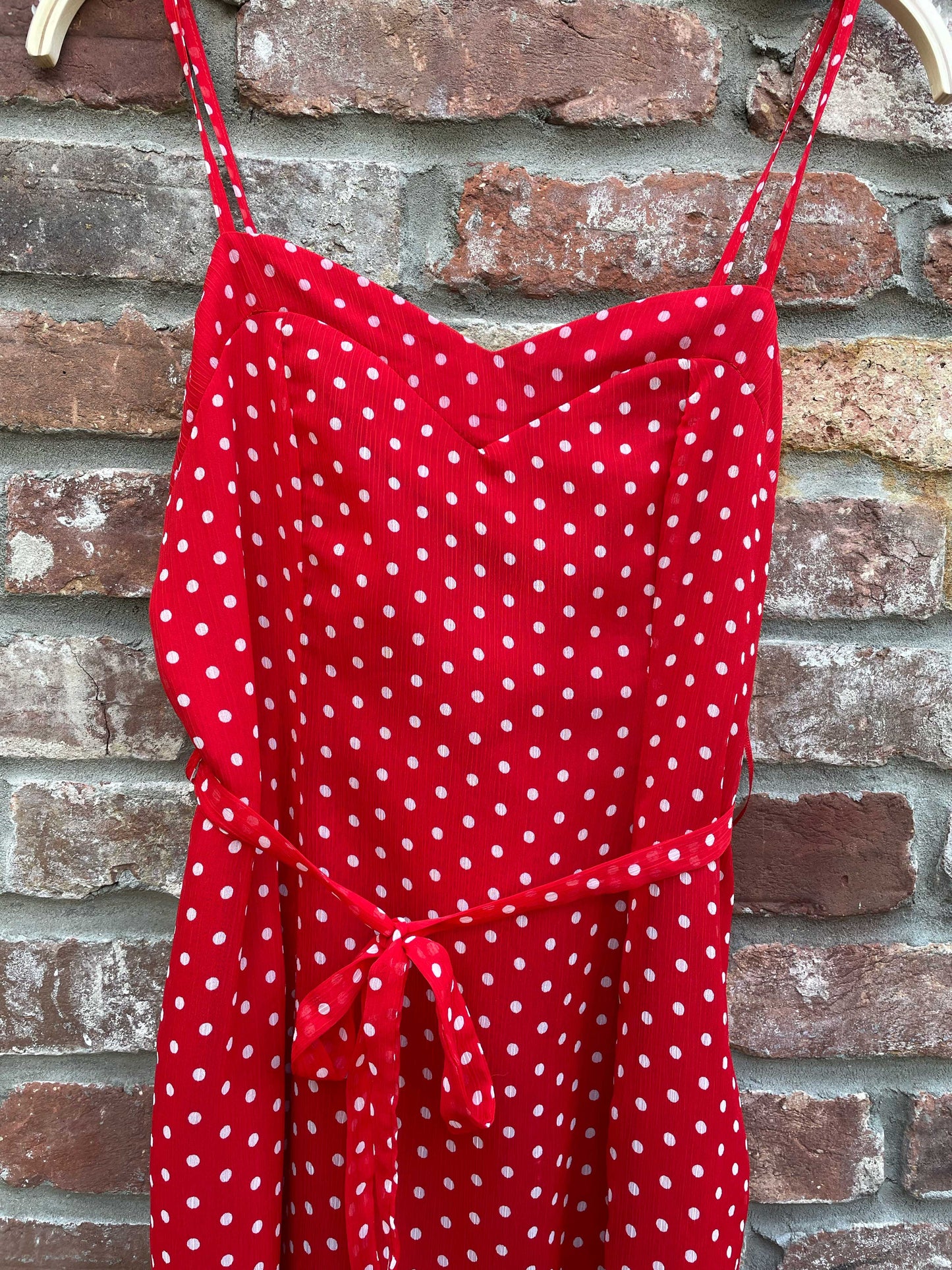 nwt wallace red polka dot midi dress