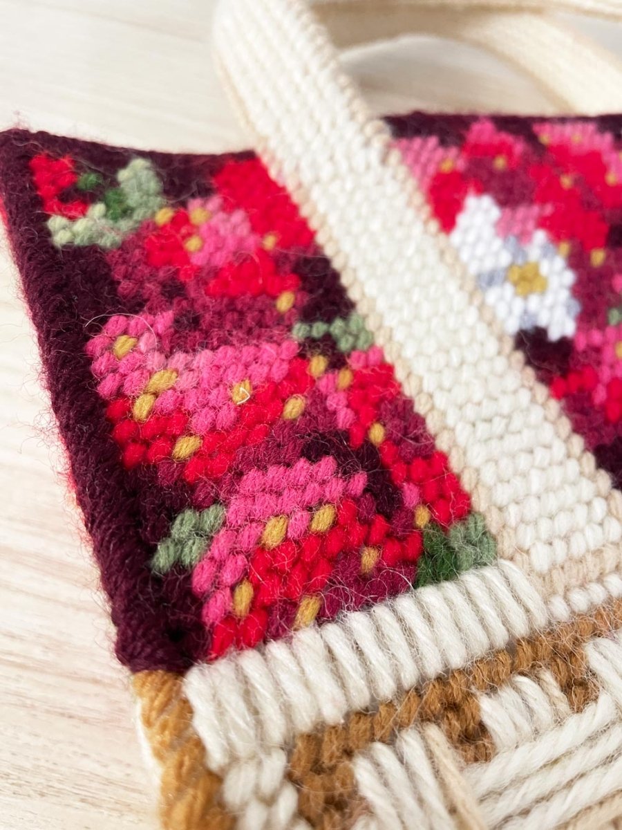 vintage handmade basket of strawberries needlework bag - good market thrift store