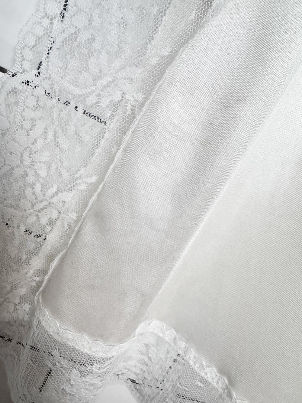 vintage melody lingerie lace trim sateen knee-length slip skirt | made in USA