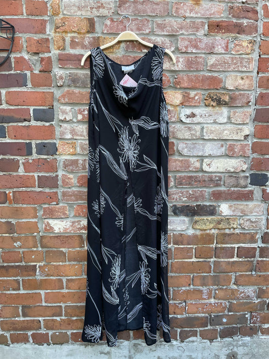 vintage 00s l'atelier cowl neck high slit layering dress