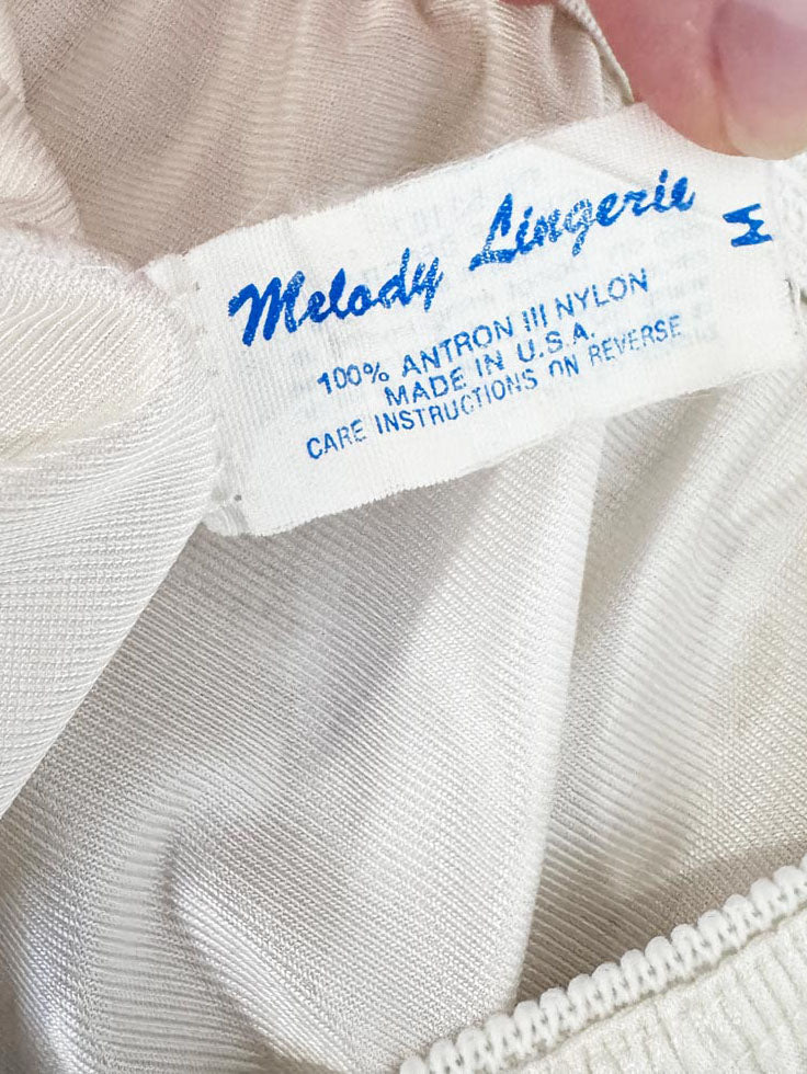 vintage melody lingerie lace trim sateen knee-length slip skirt | made in USA