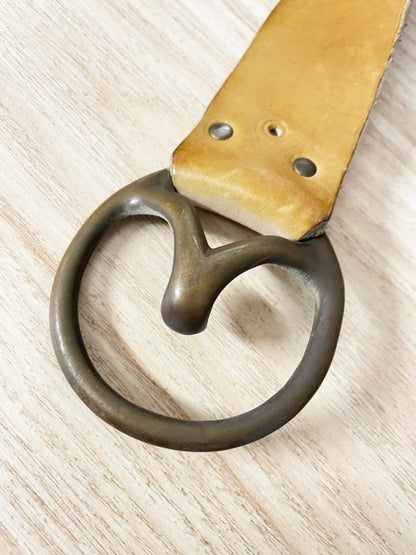 vintage hook buckle thick leather belt - good market thrift store