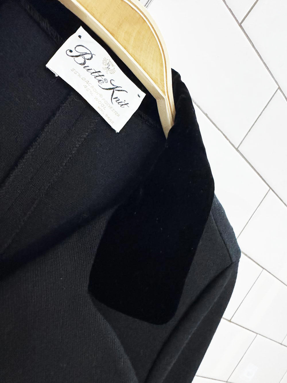 vintage 60s butte knit wool-blend velvet collar knit blazer