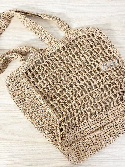 la express crochet raffia tote bag - good market thrift store