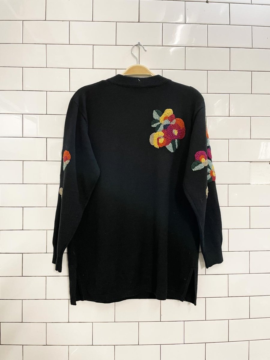 aimilan floral tufted embroidered wool sweater - good market thrift store