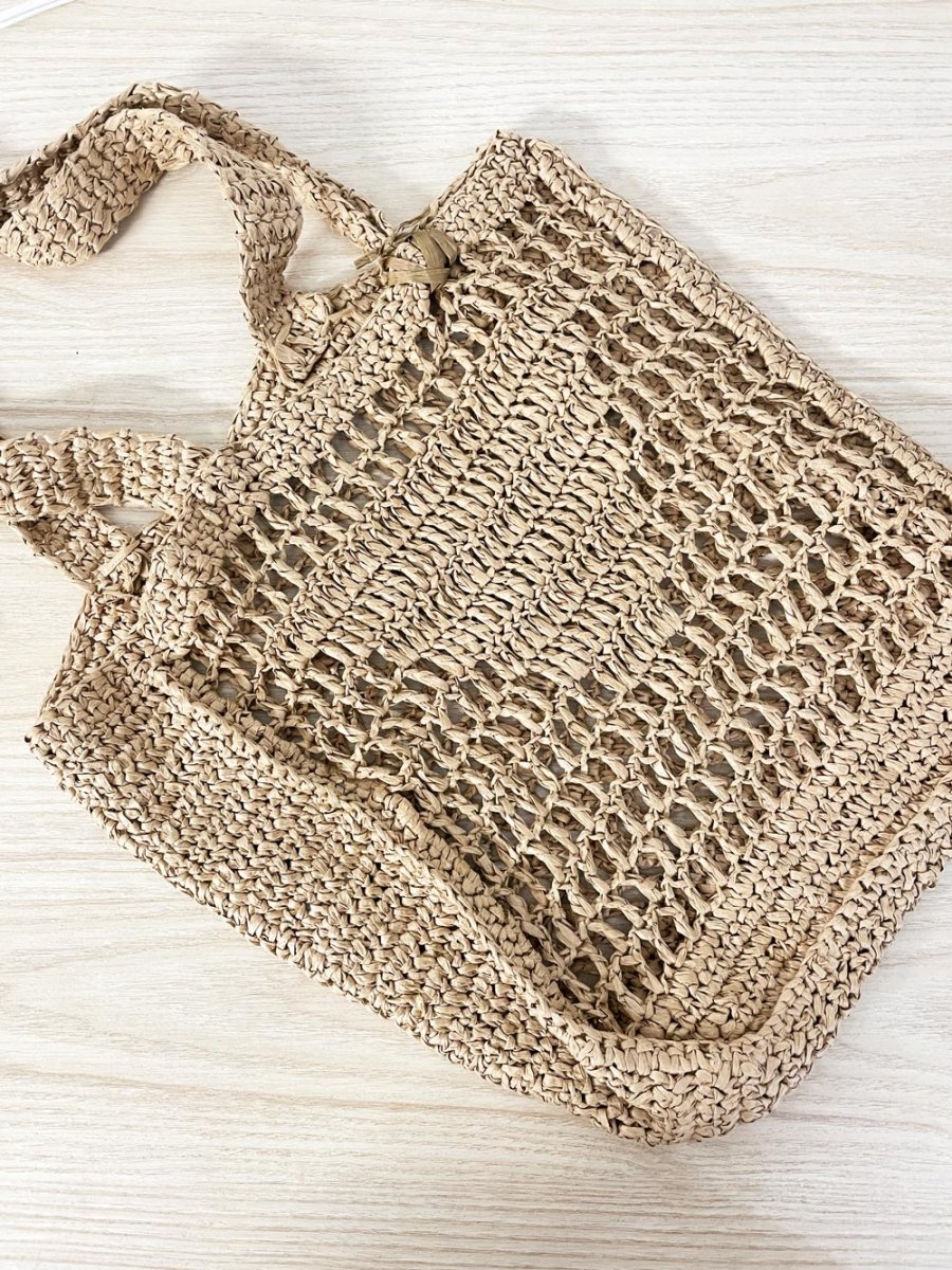 la express crochet raffia tote bag - good market thrift store