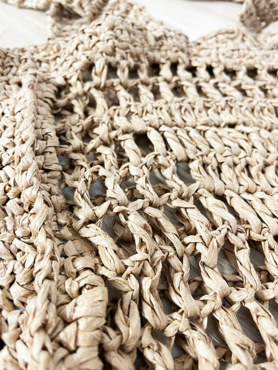 la express crochet raffia tote bag - good market thrift store