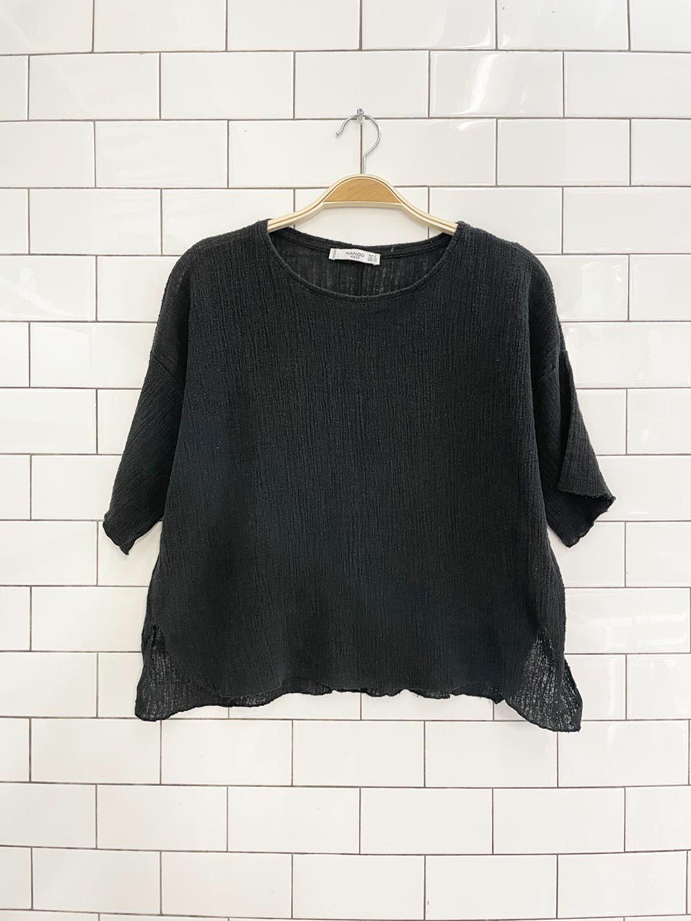 mango textured boxy summer top - good market thrift store