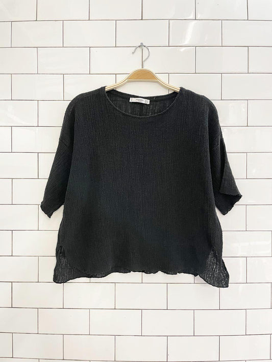 mango textured boxy summer top - good market thrift store