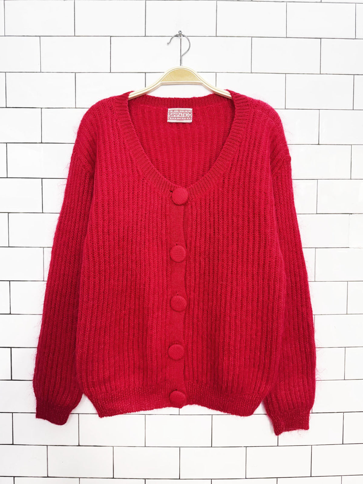 vintage 90s sympatico mohair chunky ribbed knit cardigan