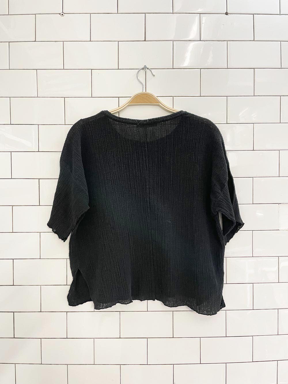 mango textured boxy summer top - good market thrift store